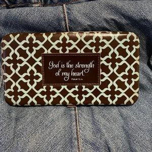 INCENTIVE Wallet, card holder, color brown and teal. No rips, torn or scratches.